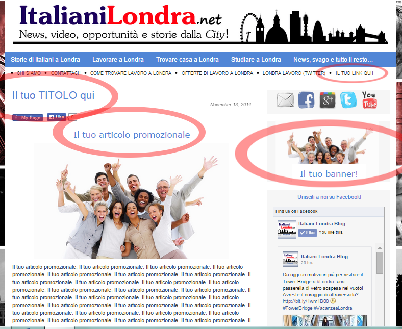 Italiani a Londra: promuoviti con noi!